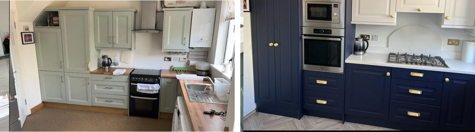 Marine Blue & Porcelain Shaker U-Shaped Kitchen Renovation image 2