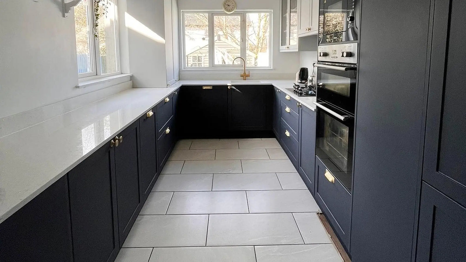 Modern Shaker U-Shaped Fitted Kitchen in Indigo & Light Grey image 1