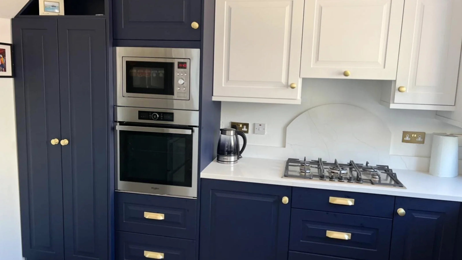 Marine Blue & Porcelain Shaker U-Shaped Kitchen Renovation image 1