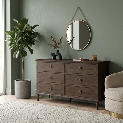 Dark Wood 6-Drawer Dresser