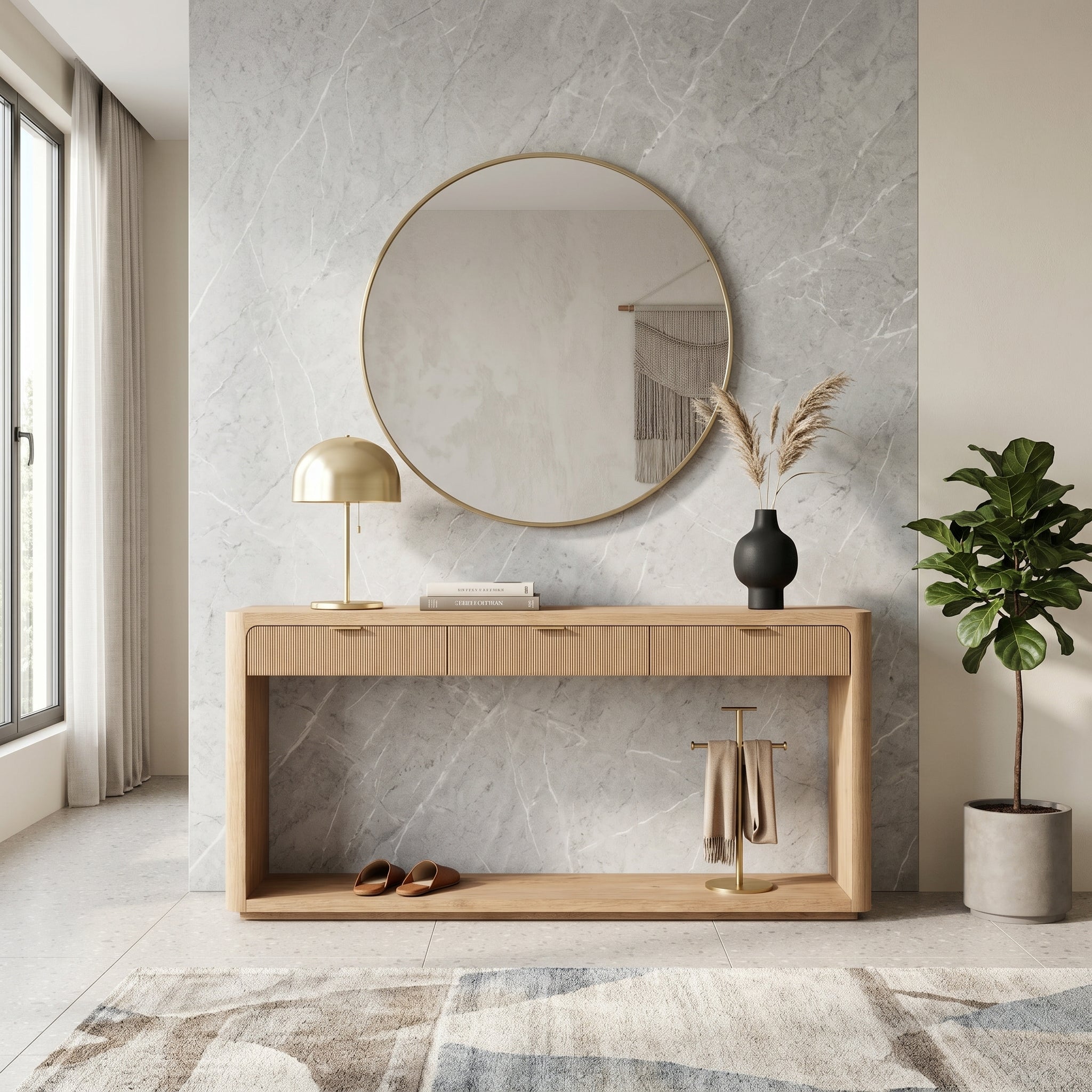 Oak Fluted Console Table