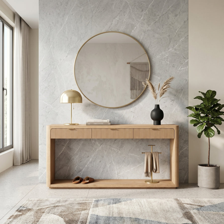 Oak Fluted Console Table