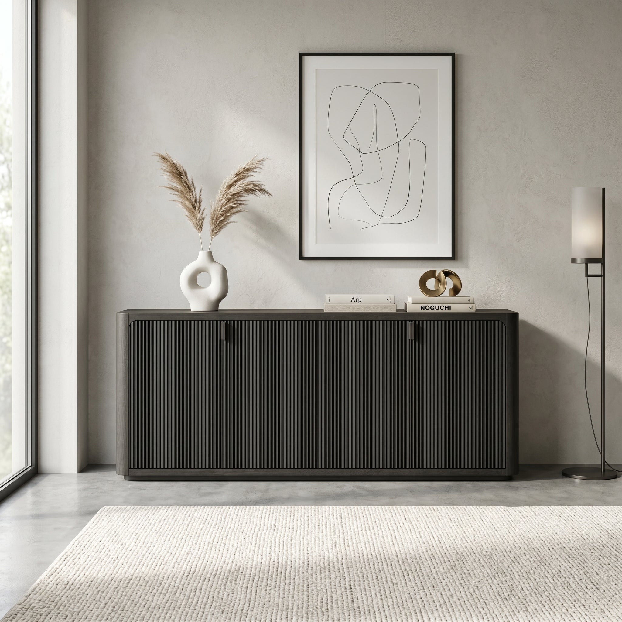 Reeded Black Console