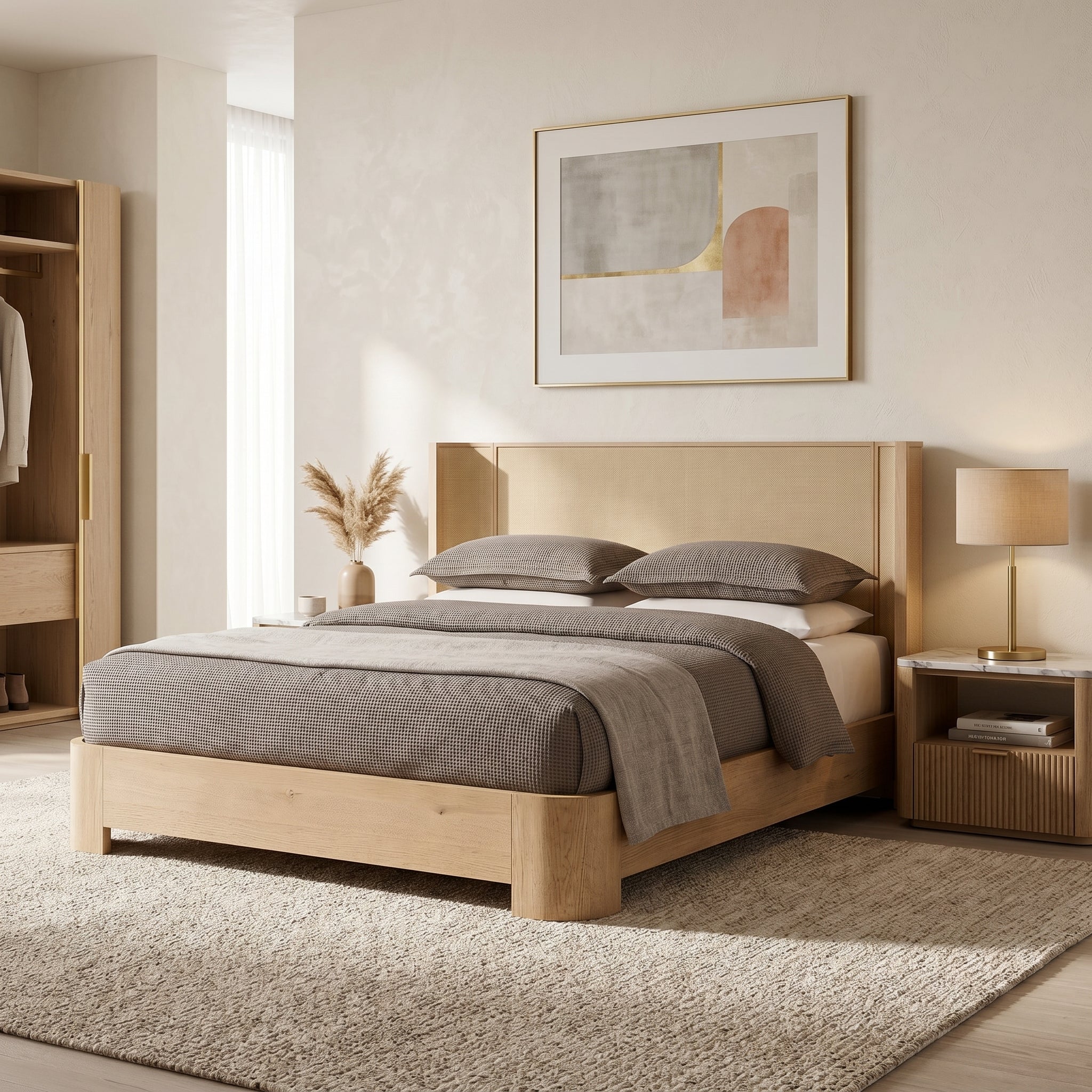 Oak Cane Bed Frame