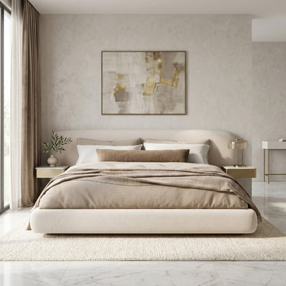 Cream Upholstered Bed