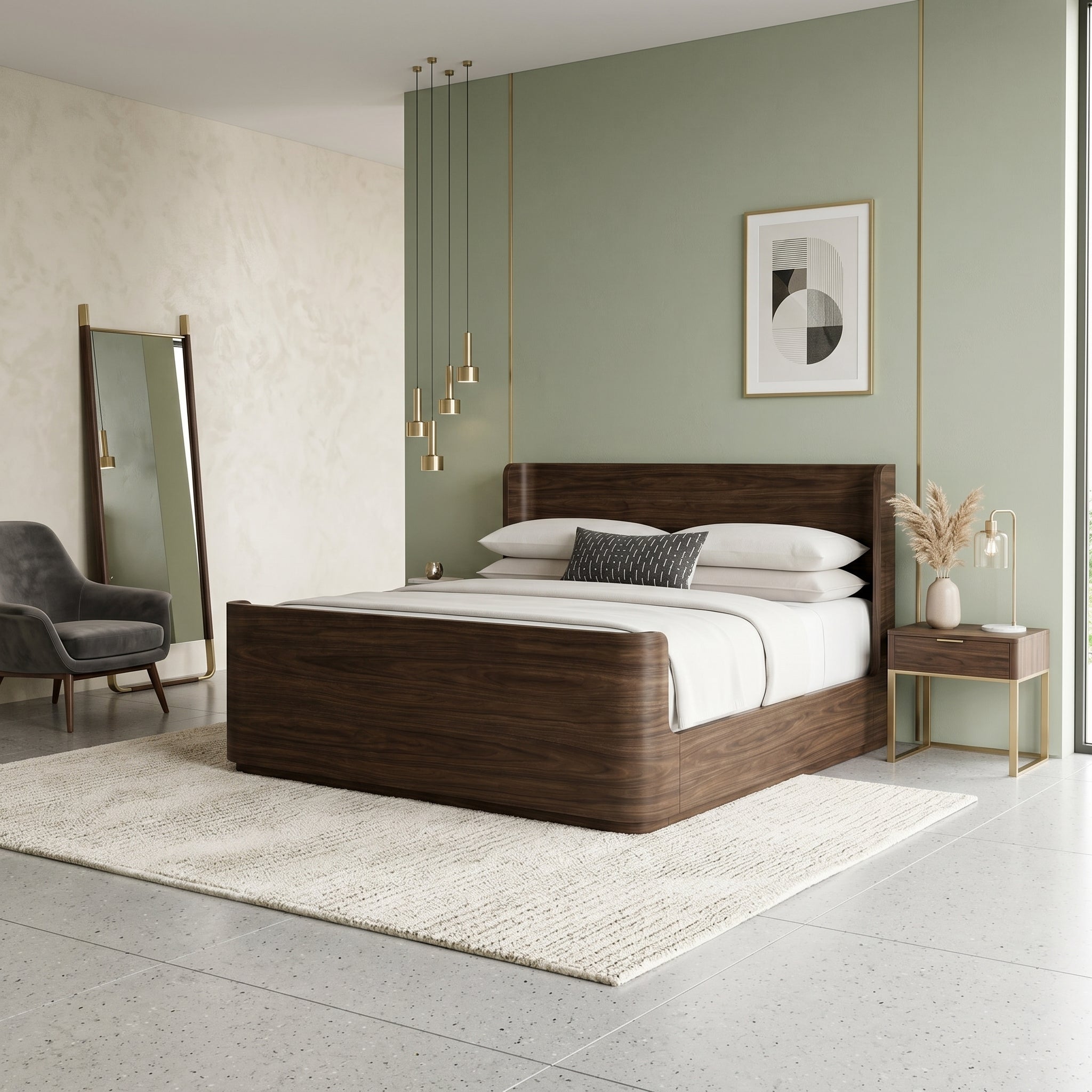 Dark Wood Platform Bed