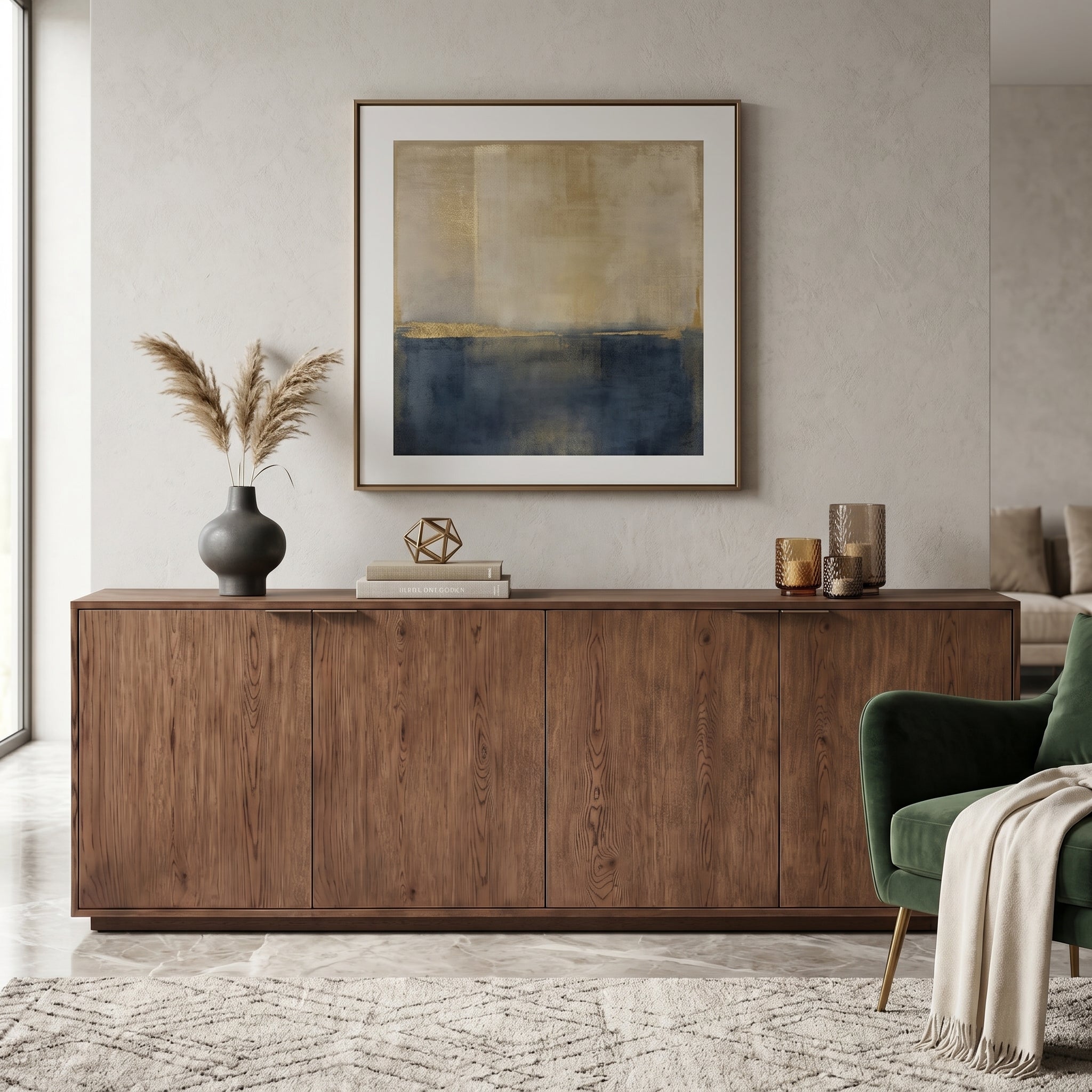 Walnut 4-Door Credenza