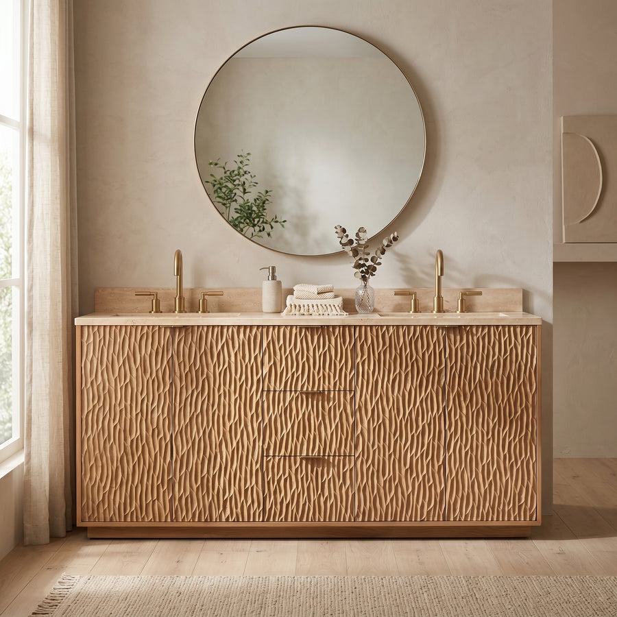 Carved Wood Double Vanity