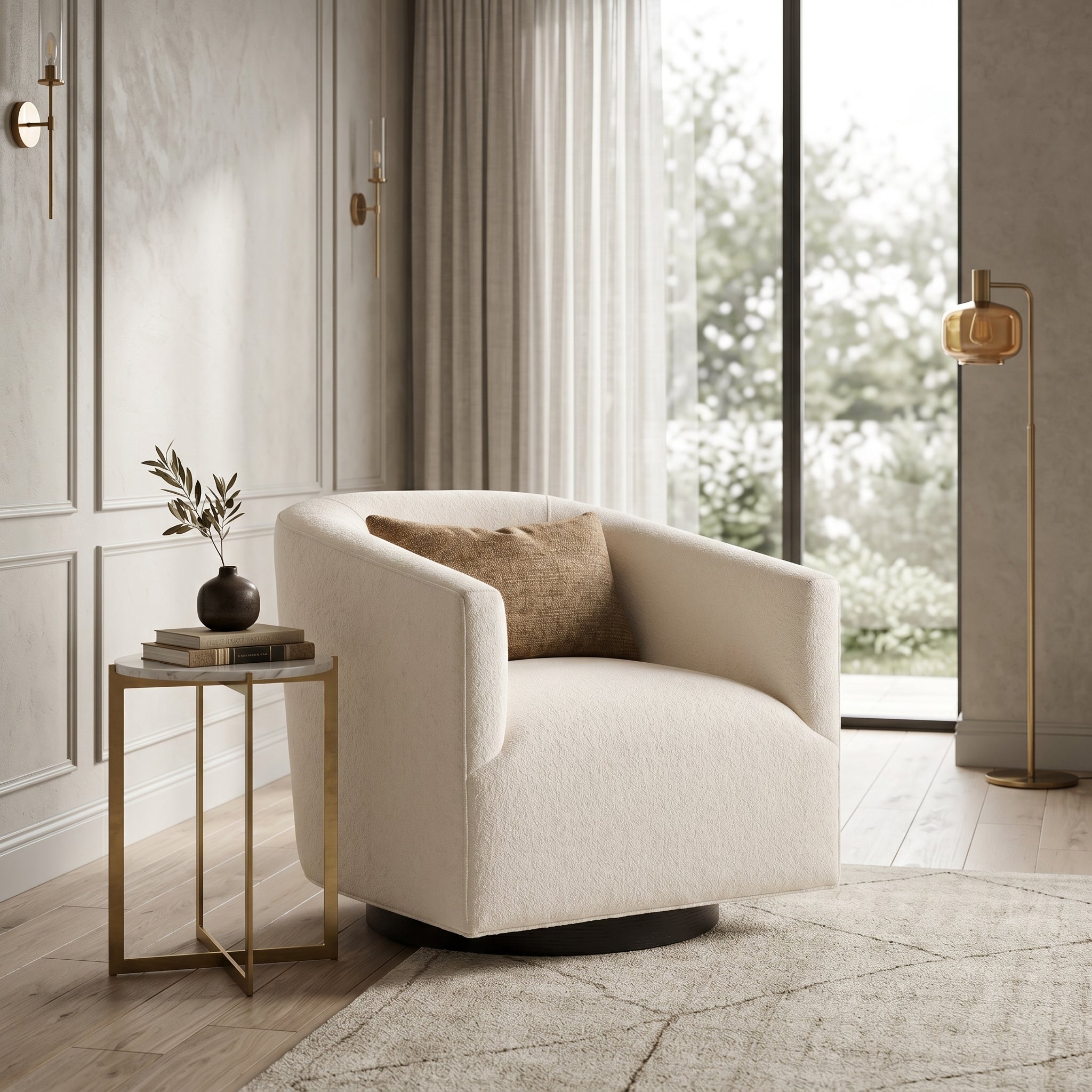 Cream Swivel Armchair