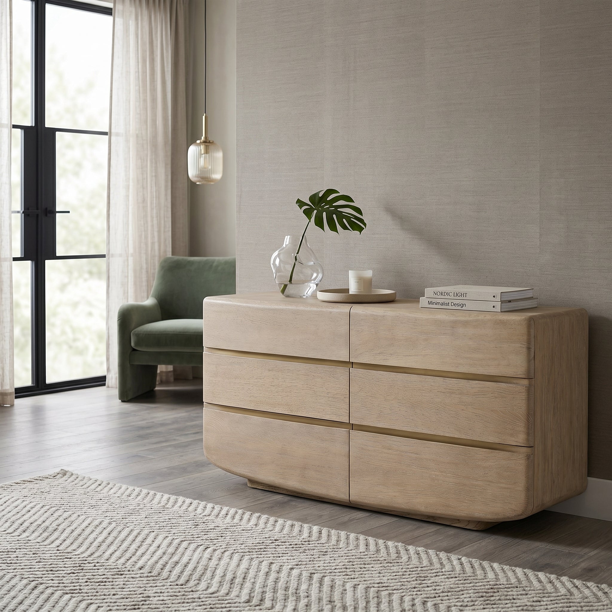 Oak Curved Dresser