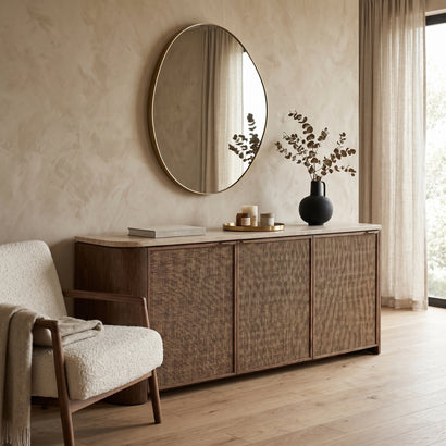Stone Top Cane Cabinet