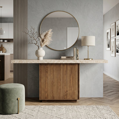 Travertine Wood Console