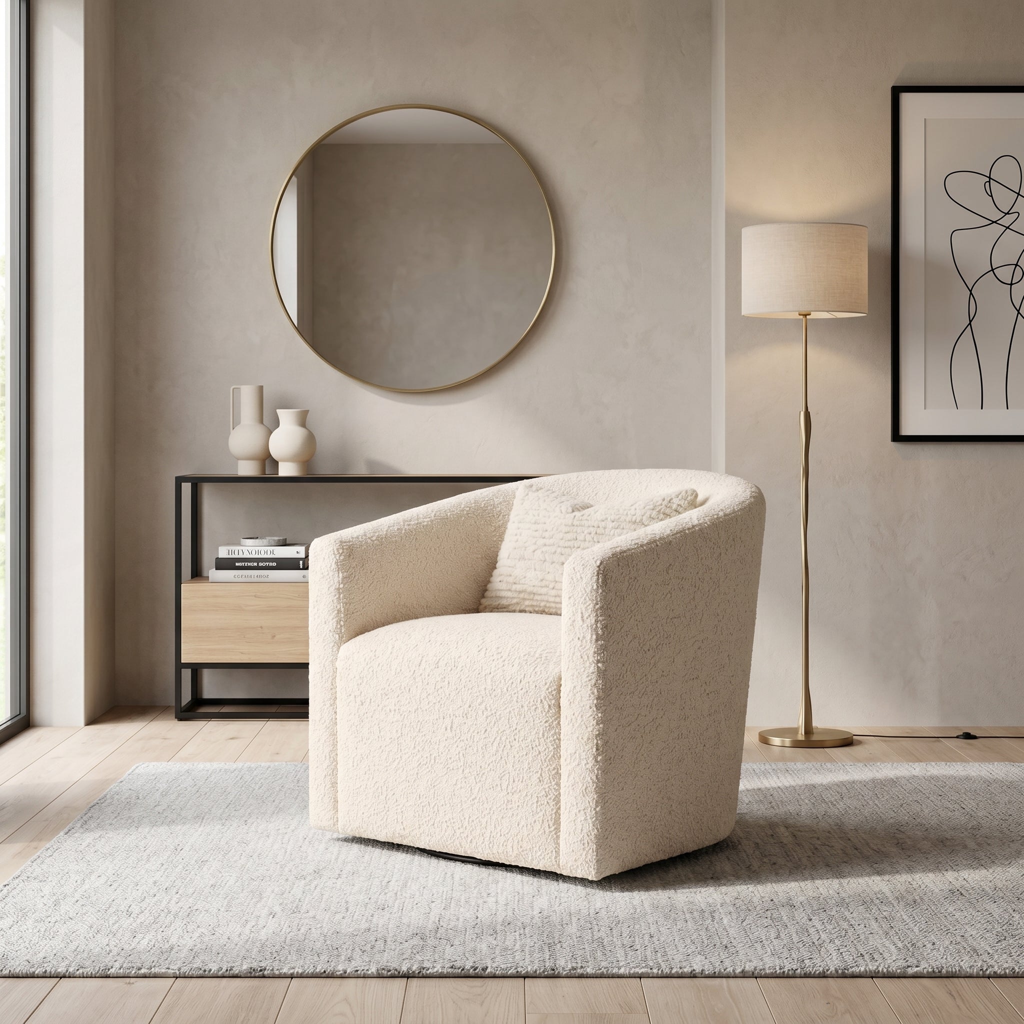 Bouclé Swivel Chair