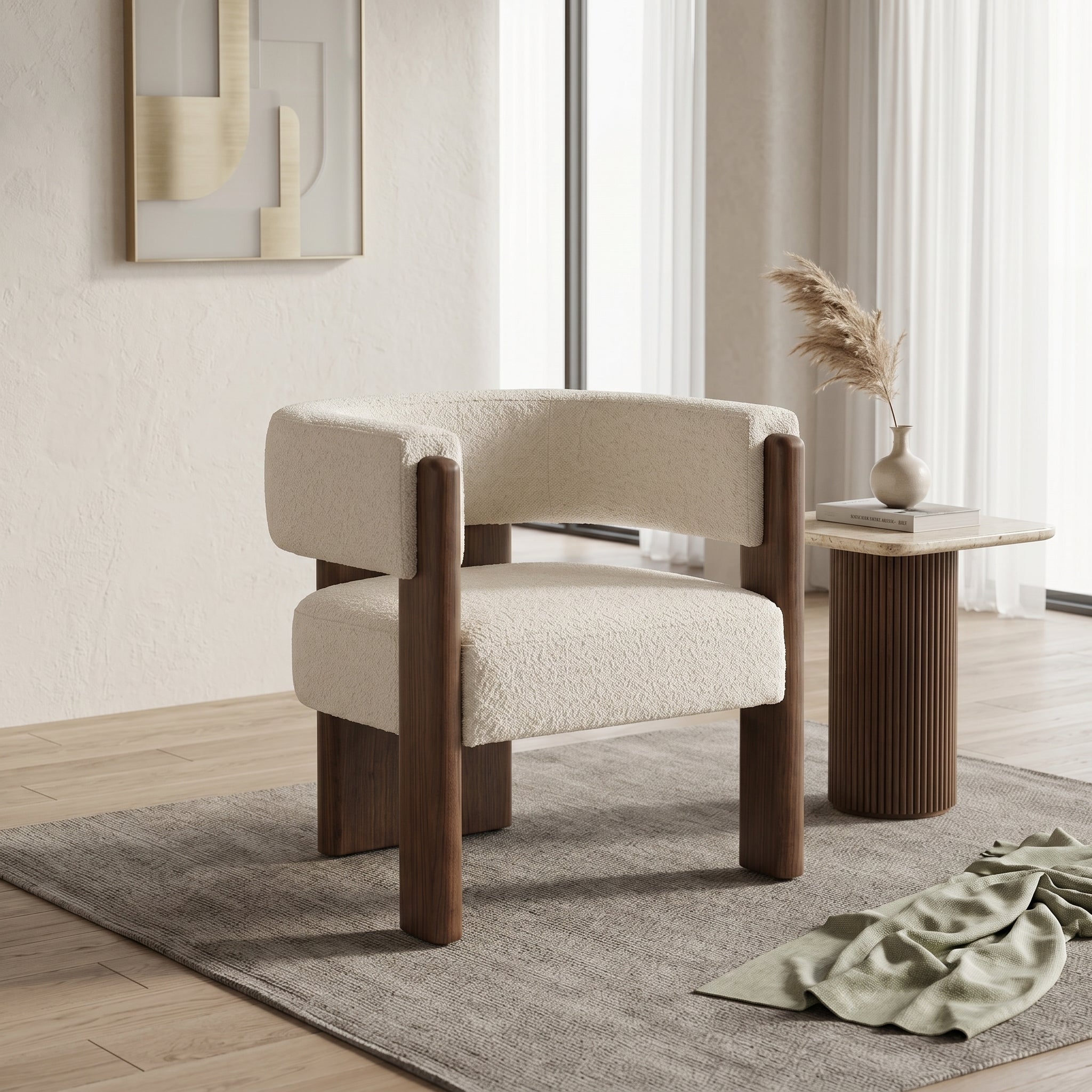 Cream Boucle Armchair