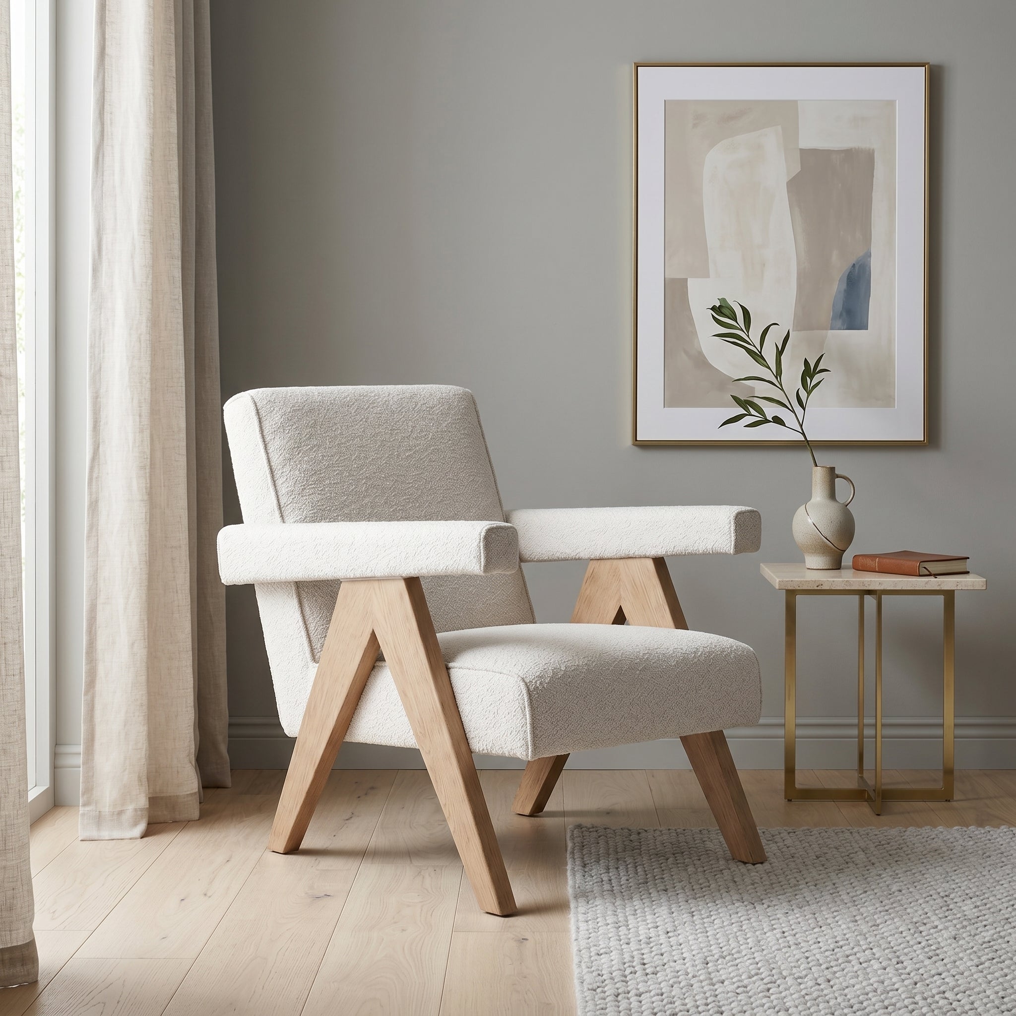Boucle Oak Armchair