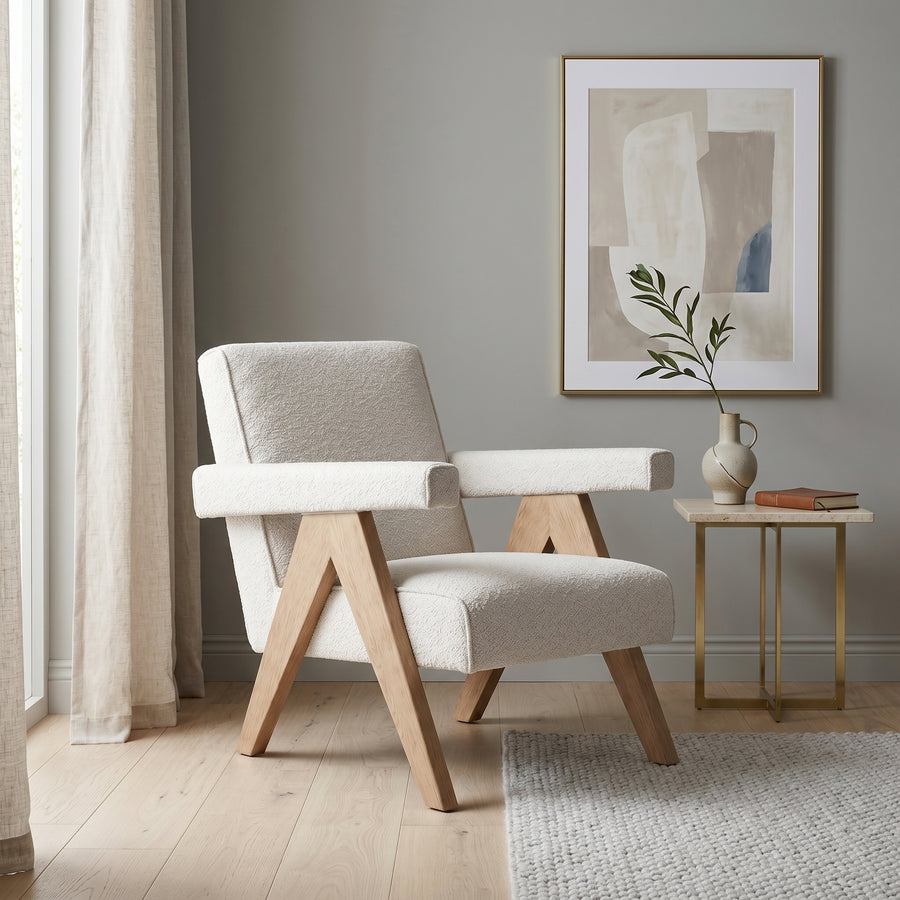 Boucle Oak Armchair