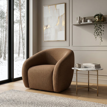 Curved Brown Armchair