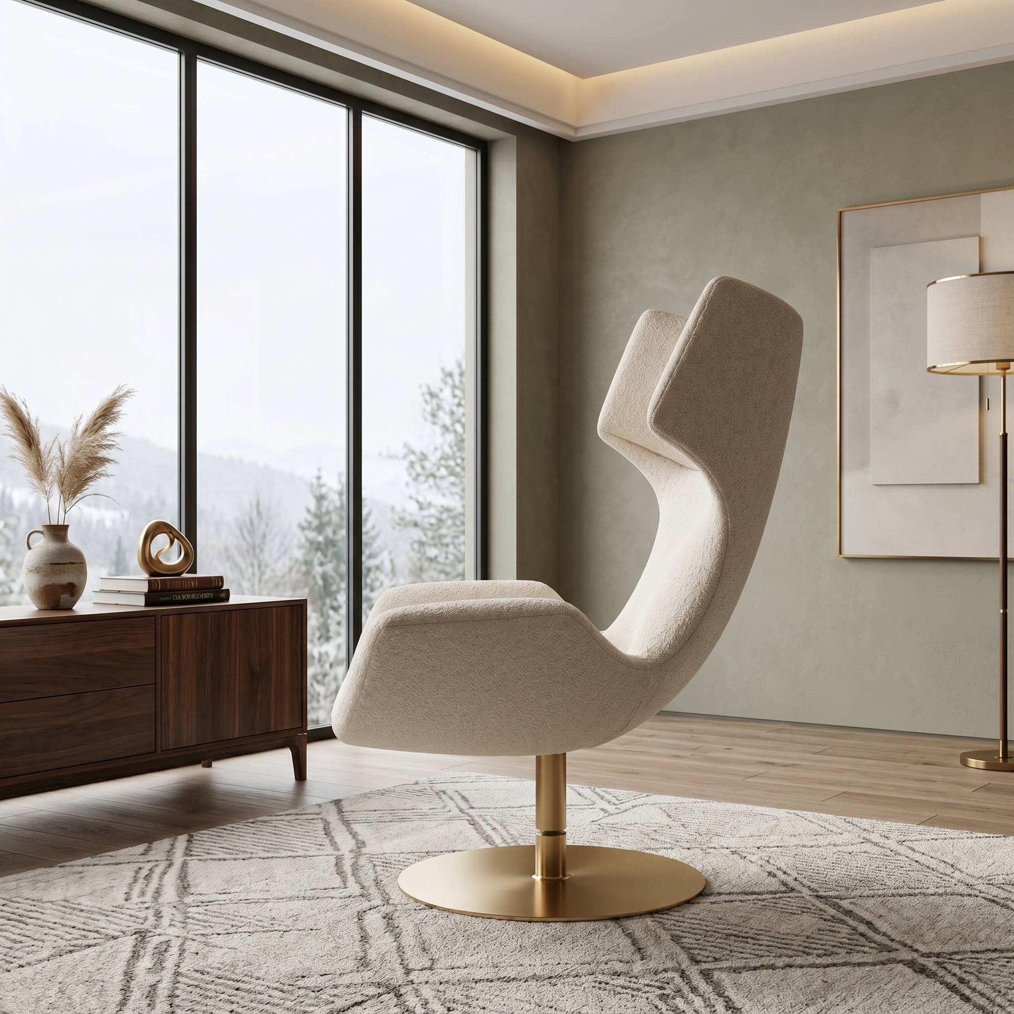Bouclé Swivel Chair
