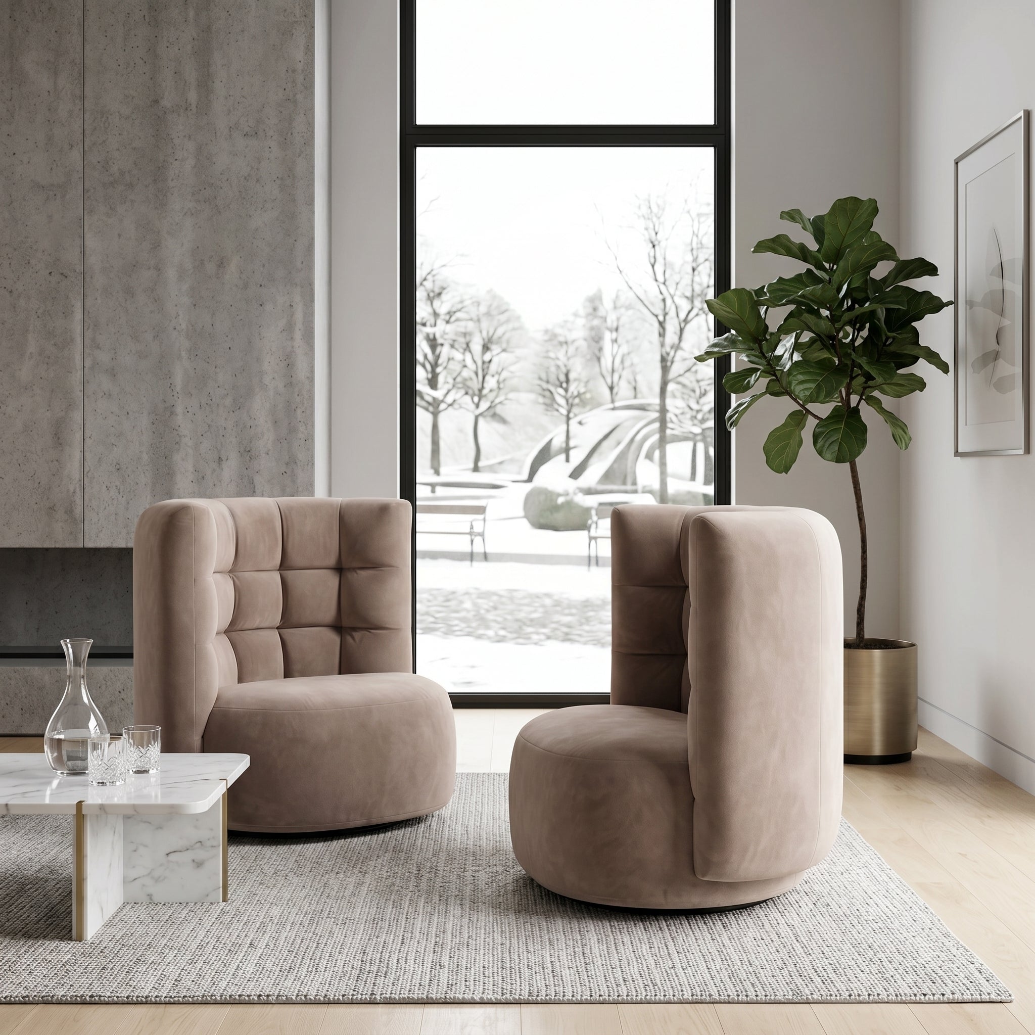 Velvet Swivel Armchair