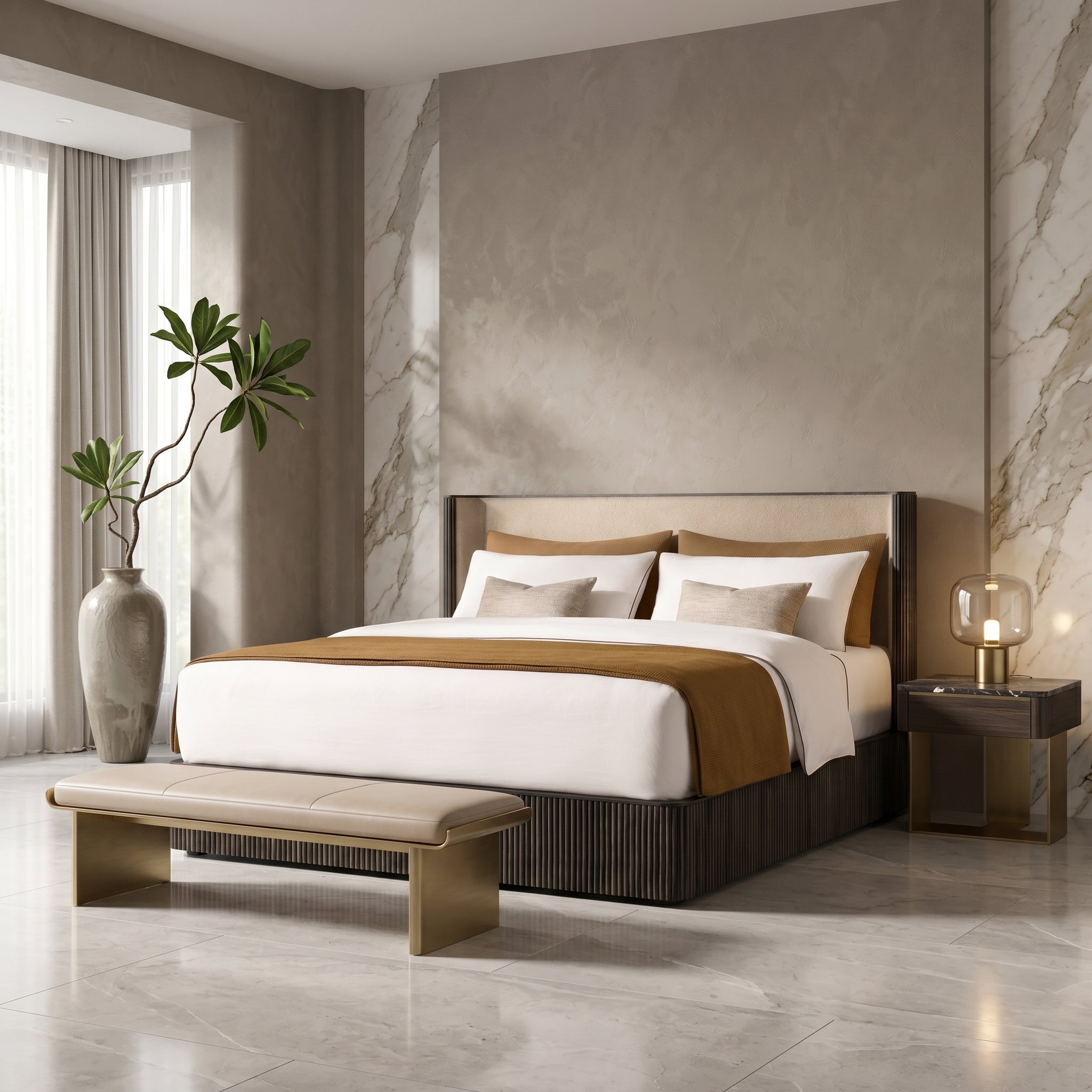 Fluted Wood Bed Frame