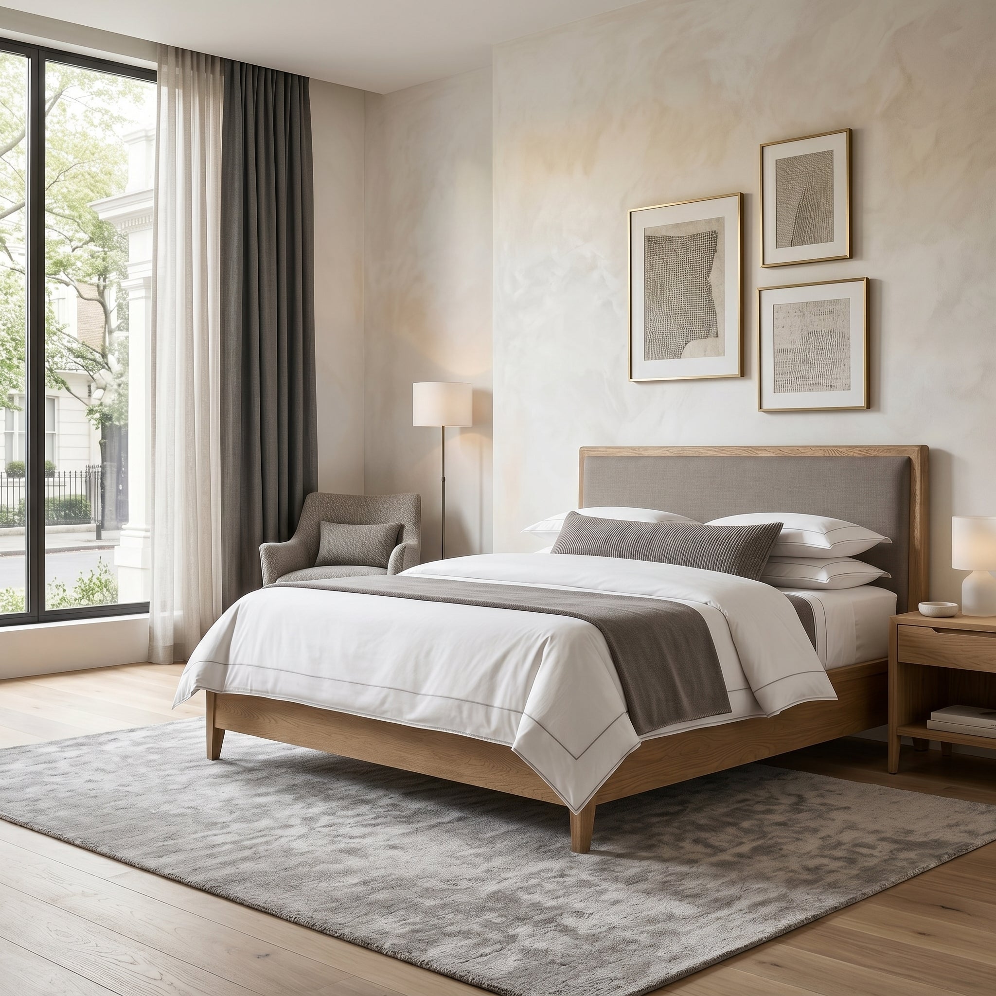 Oak Upholstered Bed Frame
