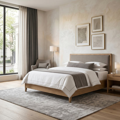 Oak Upholstered Bed Frame
