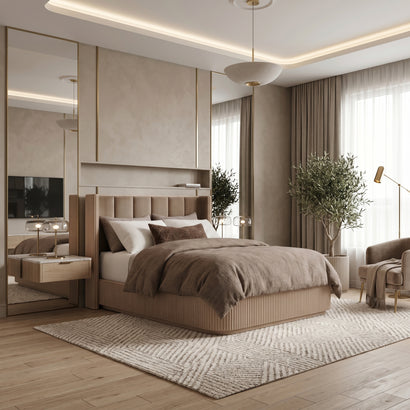 Taupe Fluted Bed Frame