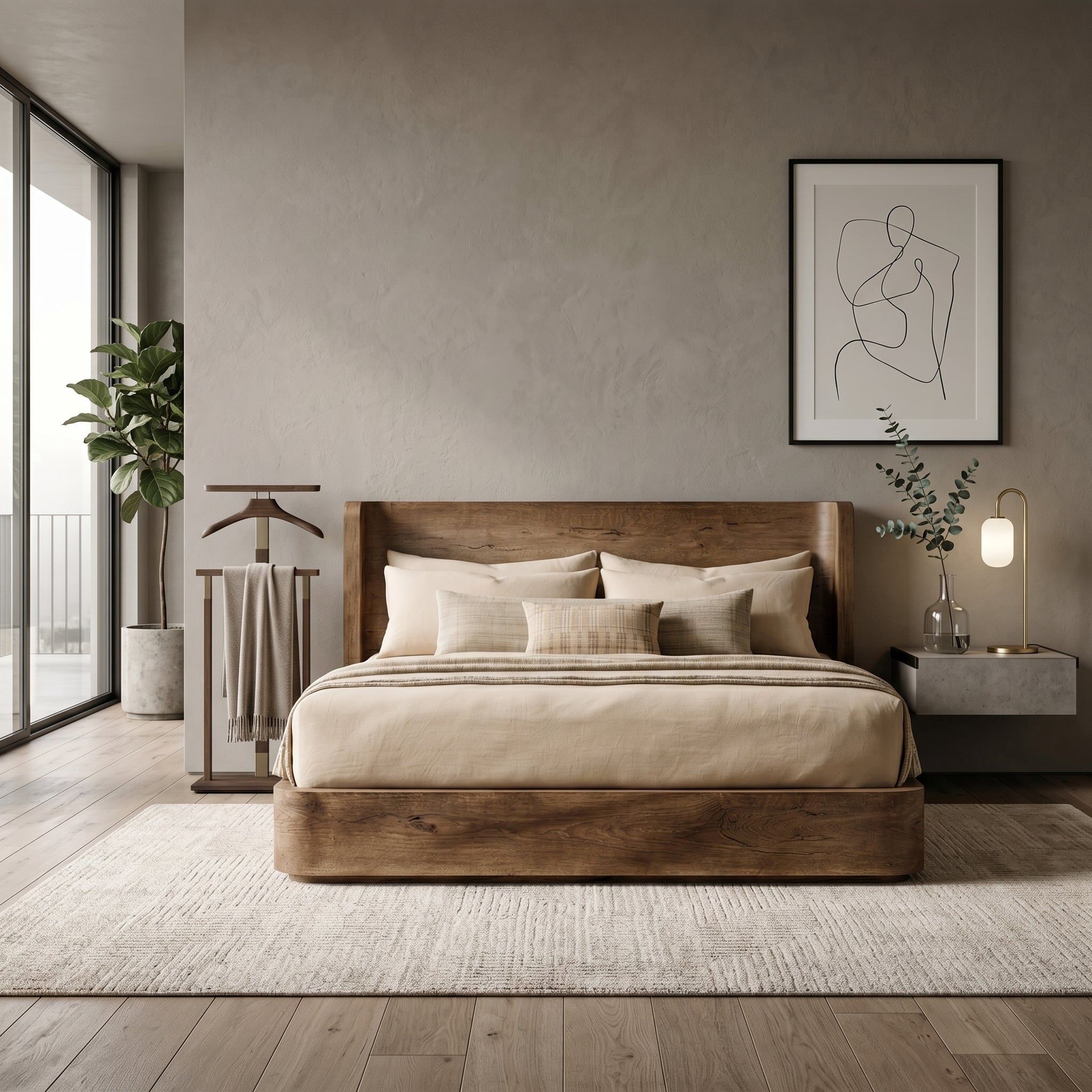 Solid Wood Platform King Bed Frame