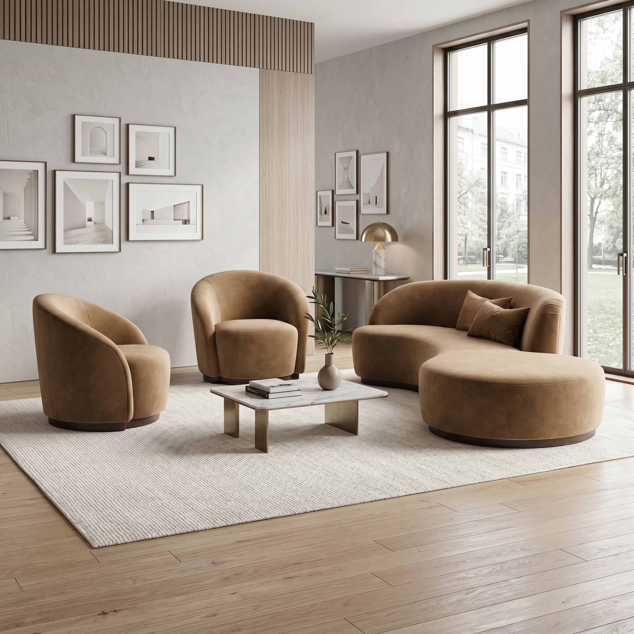 Suede Curved Sofa Set