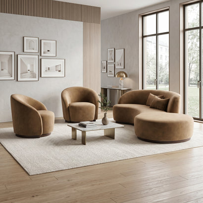 Suede Curved Sofa Set