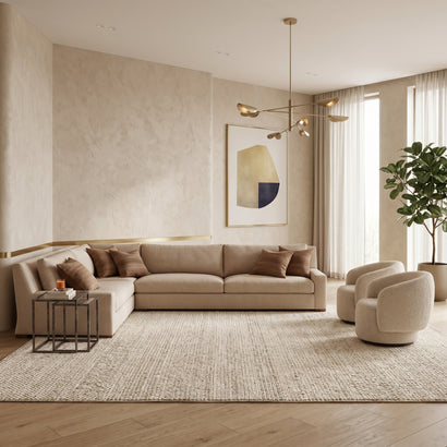 Beige Sectional Sofa Set