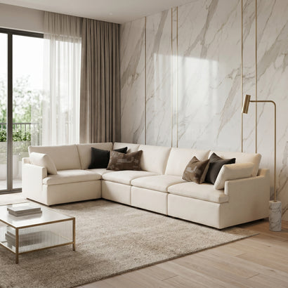 Cream Linen Sectional