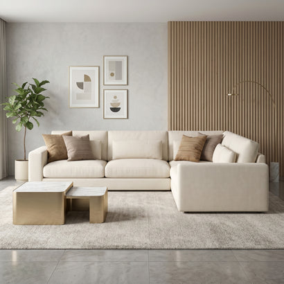 Cream Linen Sectional Sofa