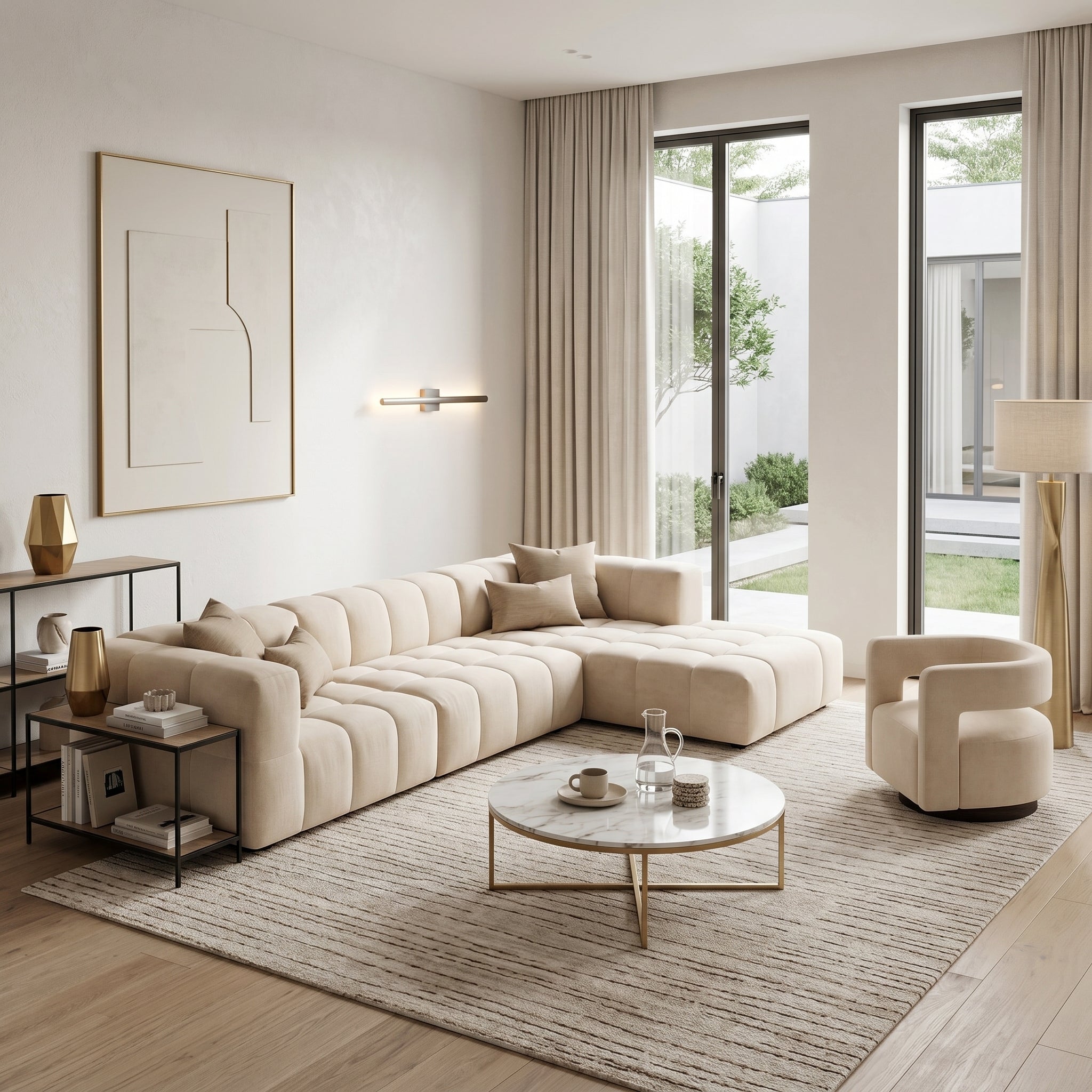 Beige Channel Daybed