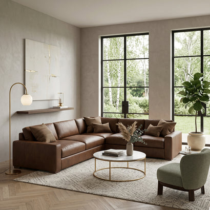 Tan Leather Sectional