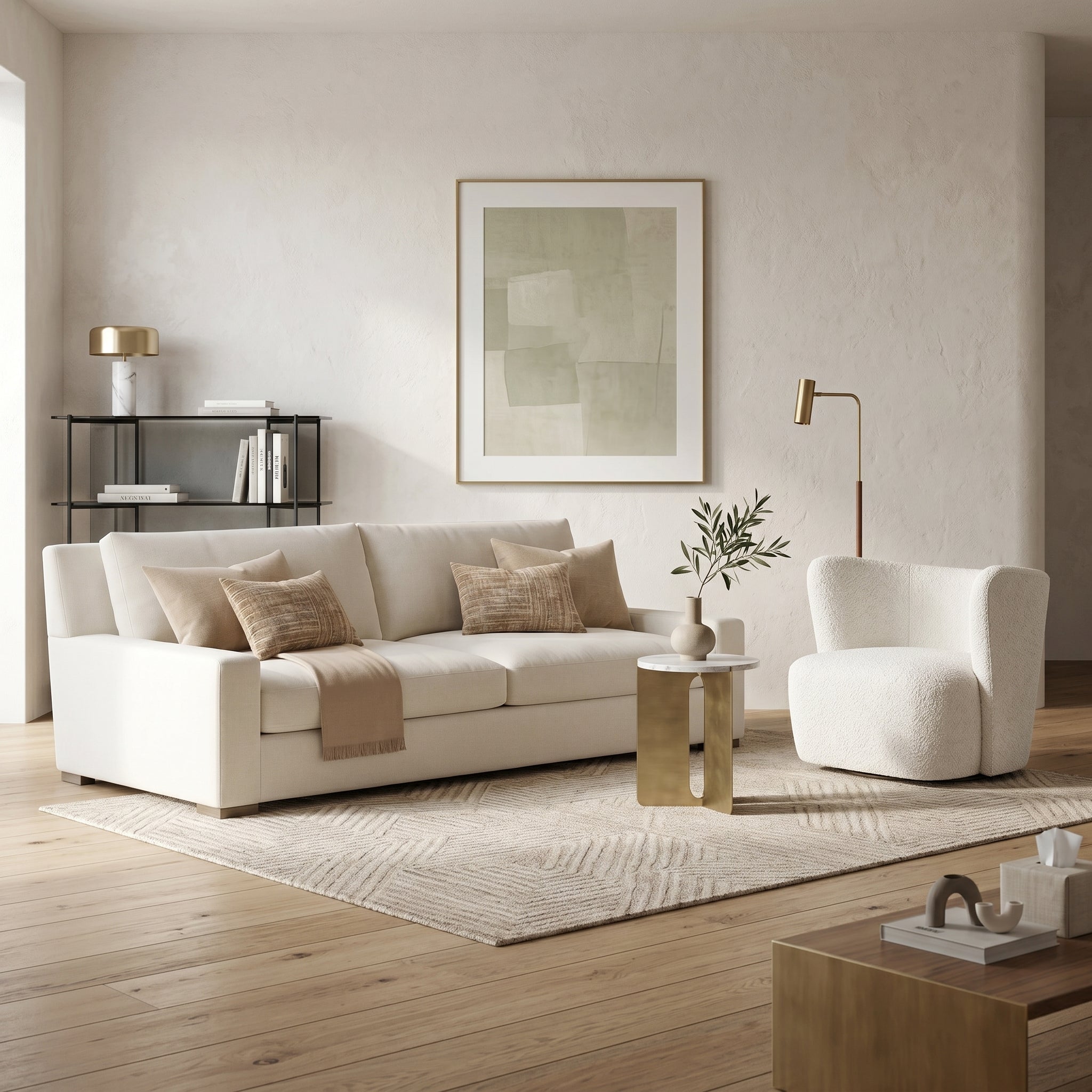 Cream Boucle Daybed Set