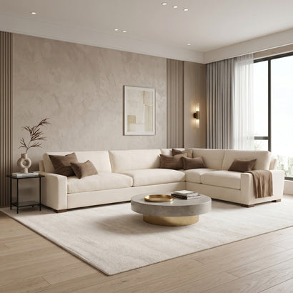 Linen L-Shaped Sectional Sofa