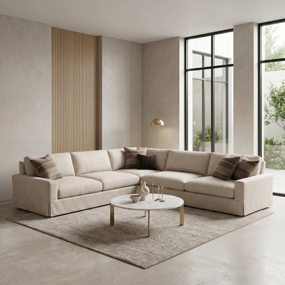 Beige Linen Sectional